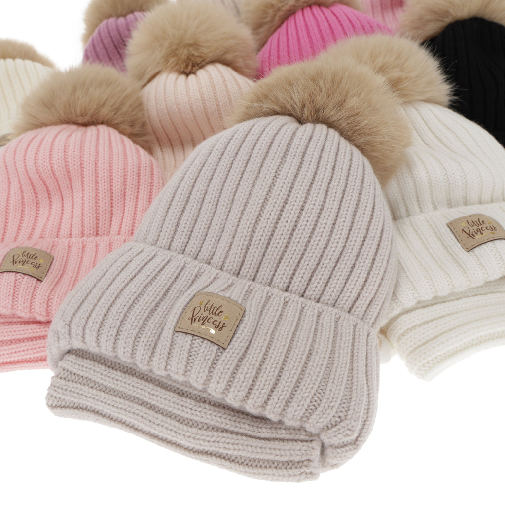 Czapka i komin dla dziewczynki, zimowy komplet, czarny, 100% wełniany merino, wiązany, podszyty bawełną, Malesia