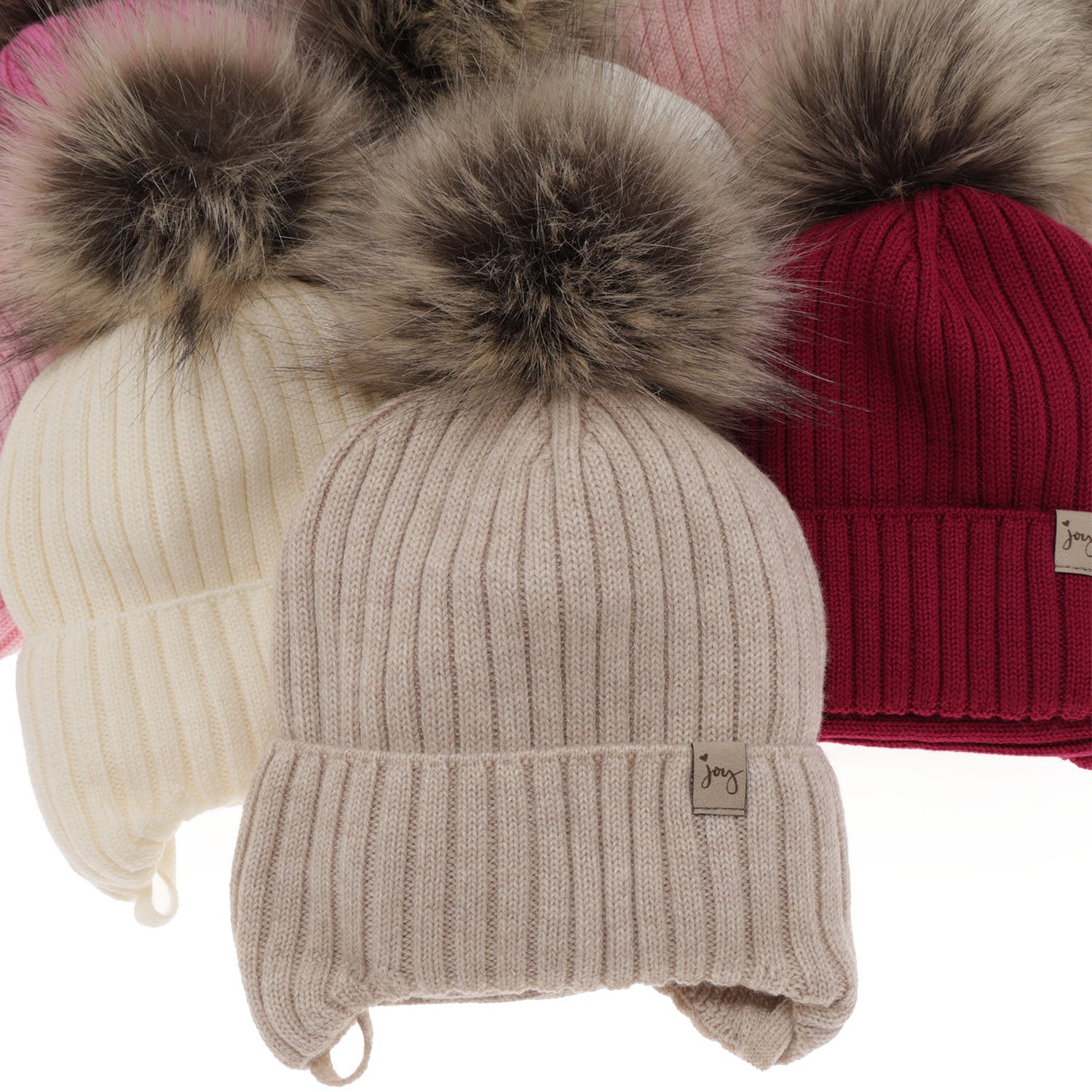 Czapka i komin dla dziewczynki zimowy komplet, różowy, 100% wełniany merino, wiązany Junika