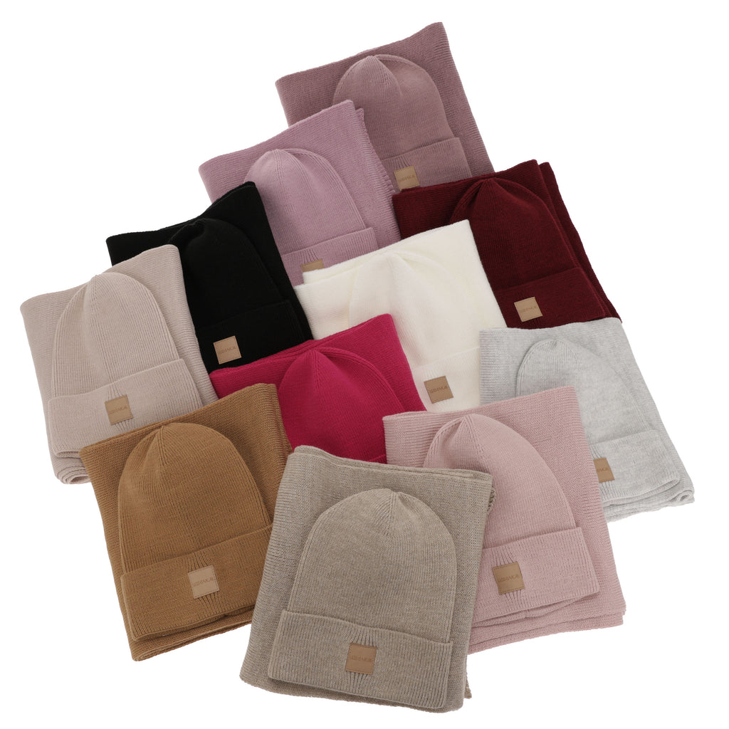 Czapka i szalik damski zimowy komplet, wrzosowy Nathalie