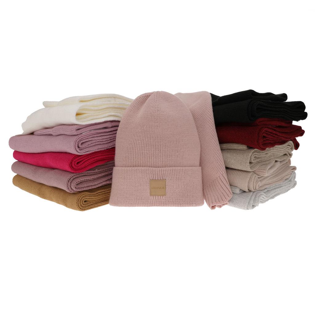 Czapka i szalik damski zimowy komplet, wrzosowy Nathalie